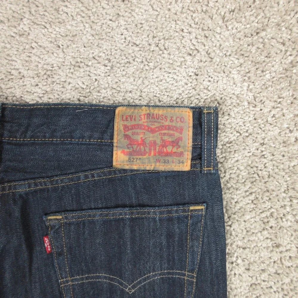Levis Jeans Mens 33x34 Blue 527 Slim Bootcut Western Cowboy Rodeo Denim Pants